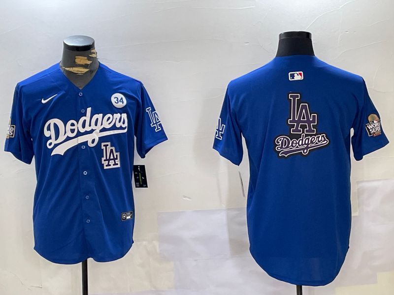 Men Los Angeles Dodgers Blank Blue Game 2024 Nike MLB Jersey style 11207